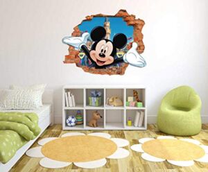 Mickey M Face Wall Decal – 3D Smashed Wall Effect – Wall Decal for Home Nursery Decoration (Wide 20″x16″ Height Inches)