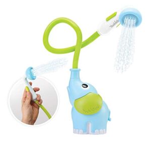Yookidoo Baby Bath Shower Head – Elephant Water Pump with Trunk Spout Rinser – Control Water Flow from 2 Elephant Trunk Knobs for Maximum Fun in Tub or Sink for Newborn Babies (Blue)