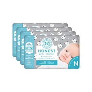 The Honest Company Diapers – Newborn, Size 0 – Pandas Print | TrueAbsorb Technology | Plant-Derived Materials | Hypoallergenic | (pack of 4)