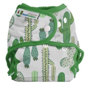 Best Bottom Bigger All in Two Diaper Cover | Adjustable Snap Cloth Diapers for Babies | Eco Friendly Reusable Diapers with Waterproof Gussets | Newborns Thru Toddlers 10-45+ Lbs. (Prickly Cactus)