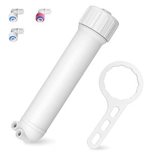 Membrane Solutions 1812/2012 24-150 GPD RO Membrane Housing Replacement, Reverse Osmosis Membrane Filter Housing with 3 Fittings Elbow, Housing Wrench, Check Valve