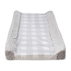 Wipeable Changing Pad Cover with Plush Sides Checkered – Cloud Island Gray Gray