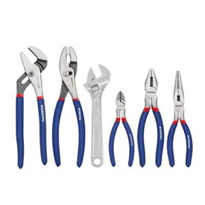 WORKPRO Large Pliers & Wrench Set 6-Piece (10″ Water Pump Pliers, 10″ Slip Joint Pliers, 8″ Long Nose Pliers, 8″ Linesman Pliers, 6″ Diagonal Pliers, 8″ Adjustable Wrench) for DIY & Home Use, W001329A