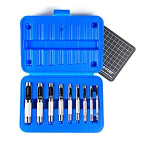 OWDEN 9 Pieces Hollow Punch Set (1/8″-1/2″) with A Free Cutting MAT, Leather Hole Punch Set