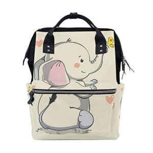 ColourLife Diaper bag Backpack Pretty Smiling Elephant Casual Daypack Multi-functional Nappy Bags