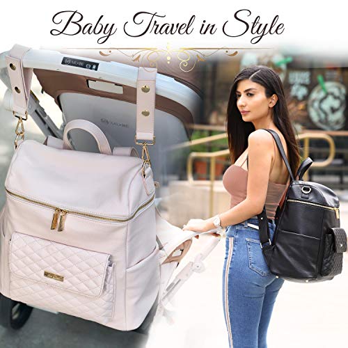 Monaco Diaper Bag Backpack by Luli Bebe – Chic Vegan Leather Diaper Bag Backpack (Latte Brown) | The Storepaperoomates Retail Market - Fast Affordable Shopping