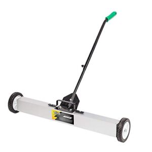 TUFFIOM 36-Inch Rolling Magnetic Pick-Up Sweeper | 30-LBS Capacity, with Quick Release Latch & Adjustable Long Handle, for Nails Needles Screws Collection
