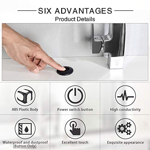 SINKINGDOM Garbage Disposal SinkTop Air Switch Kit with Long Button,Brass Made Cover,Matte Black | The Storepaperoomates Retail Market - Fast Affordable Shopping