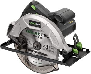 GALAX PRO Circular Saw 5800 RPM Hand-Held Cord Circular Saw, 10 Amp with 7-1/4 Inch Blade, Adjustable Cutting Depth (1-5/8″ to 2-1/2″) for Wood and Logs Cutting