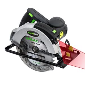 GALAX PRO 12A 5500RPM Corded Circular Saw with 7-1/4″ Circular Saw Blade and Laser Guide Max Cutting Depth 2.45″ (90°), 1.81″ (45°) for Wood and Log Cutting