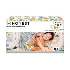 The Honest Company Clean Conscious Diapers | Plant-Based, Sustainable | So Delish + All the Letters | Super Club Box, Size 5 (27+ lbs), 100 Count