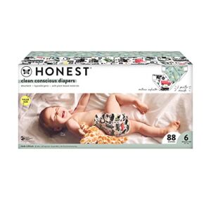 The Honest Company Clean Conscious Diapers | Plant-Based, Sustainable | This Way That Way + Big Trucks | Super Club Box, Size 6 (35+ lbs), 88 Count