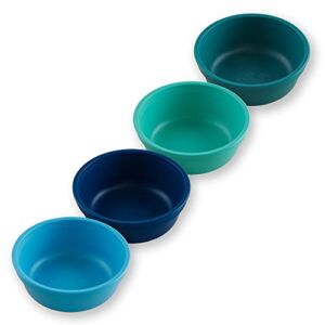RE-PLAY Made in USA 4pk -12 oz. Bowls in Sky Blue, Navy, Aqua & Teal | Made from Eco Friendly Heavyweight Recycled Milk Jugs – Virtually Indestructible | BPA Free | True Blue+