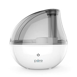 Pure Enrichment® MistAire™ Silver Ultrasonic Cool Mist Humidifier – Lasts Up to 25 Hours, Whisper-Quiet Operation, Optional Night Light, & Auto Safety Shut-Off – Ideal for Bedroom, Office, & Nursery