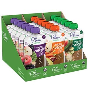Plum Organics Baby Food Pouch | Mighty Veggie | Variety Pack | 4 Ounce | 18 Pack | Organic Food Squeeze for Babies, Kids, Toddlers