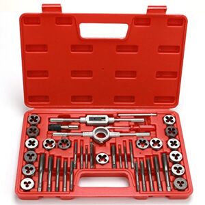 EFFICERE 40-Piece Premium Tap and Die Set – Metric Size M3, M4, M5, M6, M7, M8, M10, M12, Both Coarse and Fine Teeth | Essential Threading Tool Kit with Complete Handles, Accessories and Storage Case