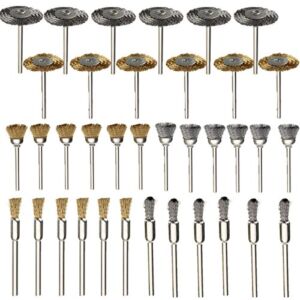 Rocaris 36Pcs Brass Steel Wire Brush Polishing Wheels Full kit for Rotary Tools