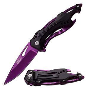 MOON KNIVES MTech USA Purple Blade Hunting Camping Tactical Rescue Pocket Knife MT-A705PE