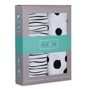 Changing Pad Cover Set | Cradle Sheet 2 Pack 100% Jersey Cotton Black and White Abstract Stripes and Dots by Ely’s & Co