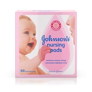 Johnson’s Disposable Nursing Pads with Natural Cotton, Super Absorbent, Comfortable, and Breathable, Natural Contour Shape, 60 ct ( Pack of 2)