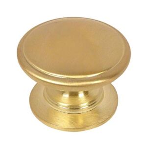 10 Pack – Cosmas 4702BB Brushed Brass Cabinet Hardware Round Knob – 1-1/4″ Diameter – Wide Base
