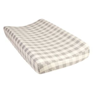Trend Lab Gray and Cream Buffalo Check Deluxe Flannel Changing Pad Cover, 1 Count (Pack of 1)