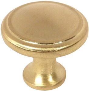 10 Pack – Cosmas 5982BB Brushed Brass Cabinet Hardware Round Knob – 1-1/8″ Diameter