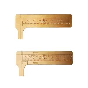 Preamer 2pc Brass 80mm Sliding Metric and Inch Mini Caliper Gauge Retro Vernier Caliper Bead Wire Jewelry Measuring Tool