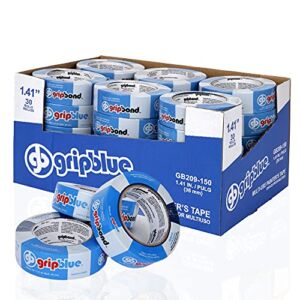 GripBlue Painters Tape 1.5 Inch Wide, Professional Blue Painters Tape 1.41 Inchx60 yards, 30 Rolls of Blue Painters Masking Tape Bulk, Blue Painting Tape Produces sharp lines Surface-Safe Residue-Free