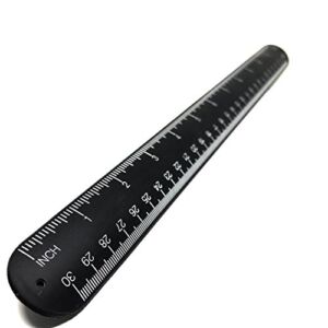 Perfect Measuring Tape – Wristband Snap Ruler – Silicone Bracelet Tape Measure Band – Two Sided (Measurement Side and Equations and Conversion Side) – 12″ / 30cm (Black)