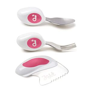 Toddler Utensil Set by Doddl, BPA Free, Self-Feeding Utensils for Kids. 3-Piece Spoon, Fork and Knife, Learn to Use Cutlery (Magenta)