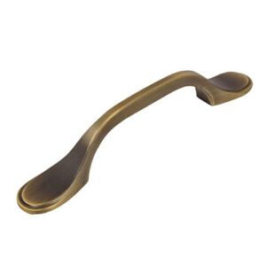10 Pack – Cosmas 9533BAB Brushed Antique Brass Cabinet Hardware Footed Handle Pull – 3″ Inch (76mm) Hole Centers