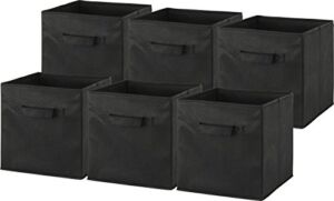 6 Pack – SimpleHouseware Foldable Cube Storage Bin, Black