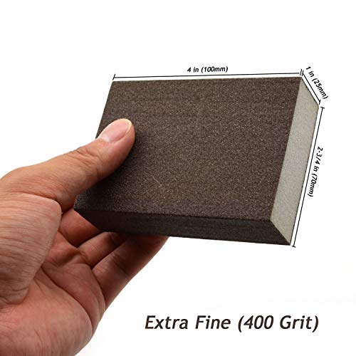 Extra Fine (400 Grit) Manual Sanding Sponge Sheet Kitchen Polishing Grinding Abrasive Sponge Block 4-Inch, 4-Pack | The Storepaperoomates Retail Market - Fast Affordable Shopping