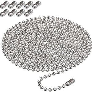 10 Feets Beaded Ball Pull Chain Extension Roller Shade Bead Chain Extender with 10 Pieces Matching Connector for Window Blind Vertical Replacement (4.5 mm,Silver)