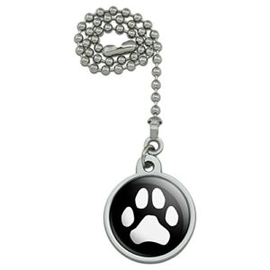 GRAPHICS & MORE Paw Print Dog Cat White on Black Ceiling Fan and Light Pull Chain