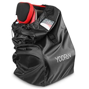 YOOFAN Car Seat Travel Bag, Waterproof Carseat Gate Check Backpack for Air Travel with Adjustable Padded Straps, Front Strap, Luggage ID Window for Car Seat, Stroller, Booster (46x46x85cm)
