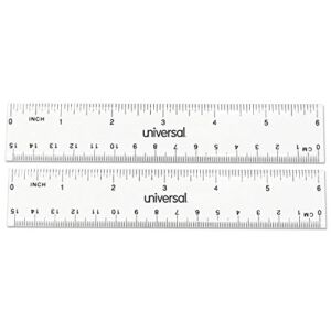 Universal 59025 Clear Plastic Ruler, Standard/Metric, 6-Inch