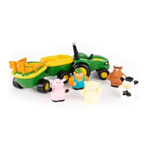 John Deere Animal Sounds Hayride Musical Tractor Toy — Musical Hayride and Farm Animal Toddler Toys— Includes Farmer Figure, Tractor, and 4 Farm Animals — Toys for Girls and Boys Ages 12 Months and Up