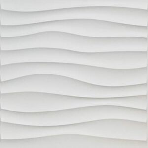 Art3d Plastic 3D Wall Panel PVC Wave Wall Design, White, 19.7″ x 19.7″ (12-Pack)