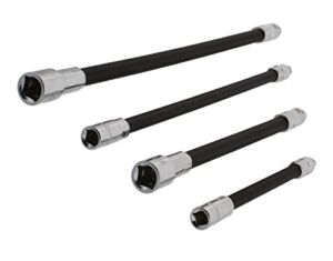 ABN Flexible Socket Extension Cables – 4pc Flex Socket Extension Bar Set 1/4in and 3/8in Drive Light Impact Extender