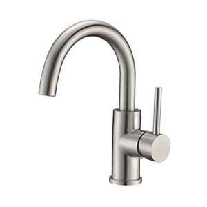 CREA Bar Sink Faucet, Sink Faucet Single Hole for Bathroom Kitchen Small RV Campers Faucet Brushed Nickel Pre Wet Mini Restroom Bath Utility Marine Outdoor Faucet for Farmhouse Vanity Lavatory
