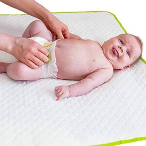 Portable Changing Pad for Home & Travel – Biggest Reusable Waterproof Changing Mat Extra Large Size 25.5”x31.5” – Reinforced Double Seams – Change Diaper On The Go – Unisex Boys & Girls – Storage Bag