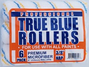 True Blue Professional 9″ Paint Roller Covers, Best for All Types of Paint (6, 3/8″ Nap)