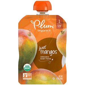 Plum Organics Baby Food Pouch | Stage 1 | Mango Puree | 3.5 Ounce | 6 Pack | Fresh Organic Food Squeeze | For Babies, Kids, Toddlers