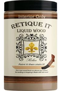 Retique It Liquid Wood – Light Wood Quart – Paint it Then Stain it – Stainable Wood Fiber Paint – Put a Fresh Coat of Wood on it (32oz Light Wood)