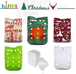 LilBit Holiday Prints Reusable Pocket Baby Cloth Diapers (Christmas 01)