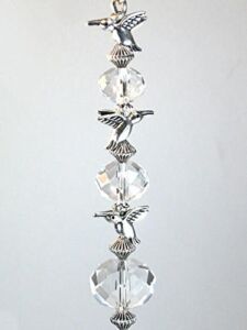 Sweet Little Silvery Hummingbirds & Crystal Clear Glass Ceiling Fan Pull Chain