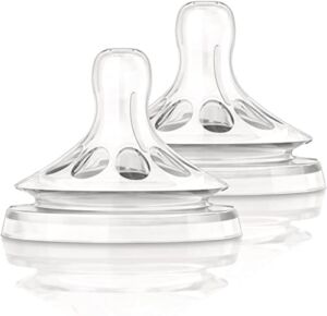 Philips AVENT Natural Baby Bottle Nipple, Fast Flow Nipple, 6M+, 2pk, Clear