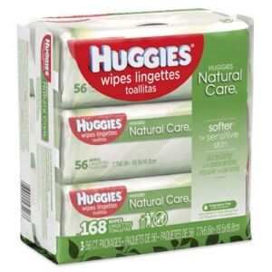 Huggies Natural Care Baby Wipes, Unscented, White, 56/Pack, 3-Pack/Box
